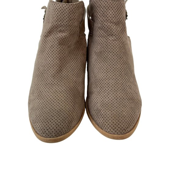 Dolce Vita Booties 7 1/2 Tan Brown Perforated Buckle Back Zip - Picture 6 of 11